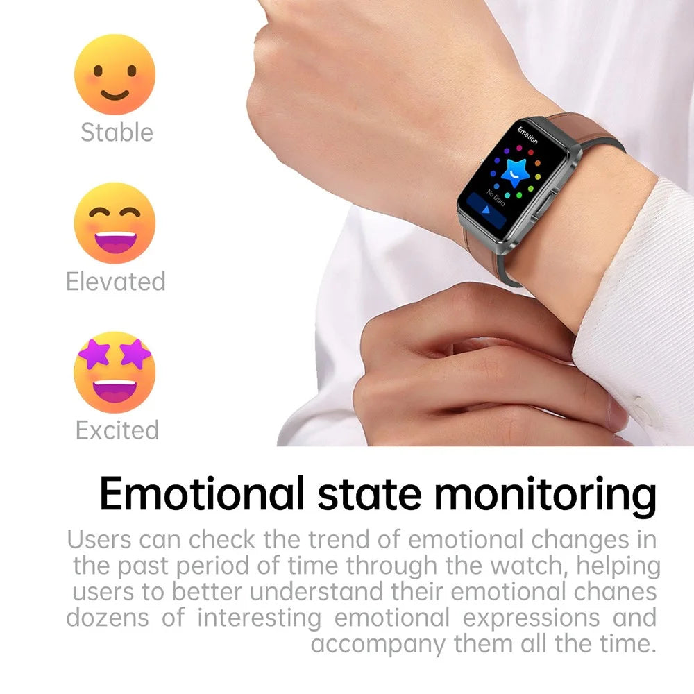 ET650 Leather + Silicone Strap Smart Bracelet Body Temperature Health Monitor Bluetooth-Compatible Call Smart Watch - Black - 6