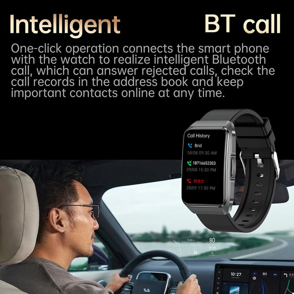 ET650 Leather + Silicone Strap Smart Bracelet Body Temperature Health Monitor Bluetooth-Compatible Call Smart Watch - Black - 7