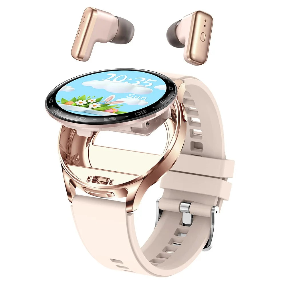 T97 2 in 1 Smart Watch with Wireless Earbuds Bluetooth-Compatible Call Health Monitoring Sports Waterproof Watch - Gold - 1