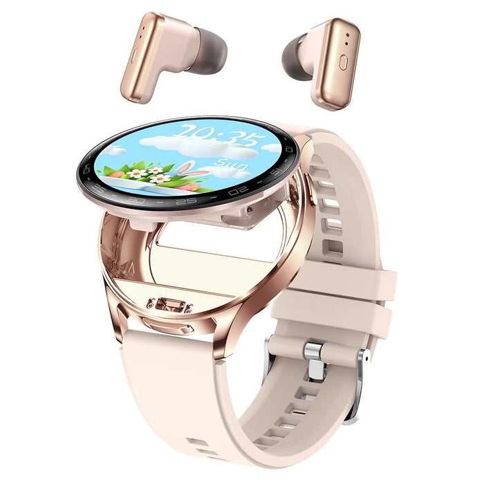 T97 2 in 1 Smart Watch with Wireless Earbuds Bluetooth-Compatible Call Health Monitoring Sports Waterproof Watch - Gold - 1