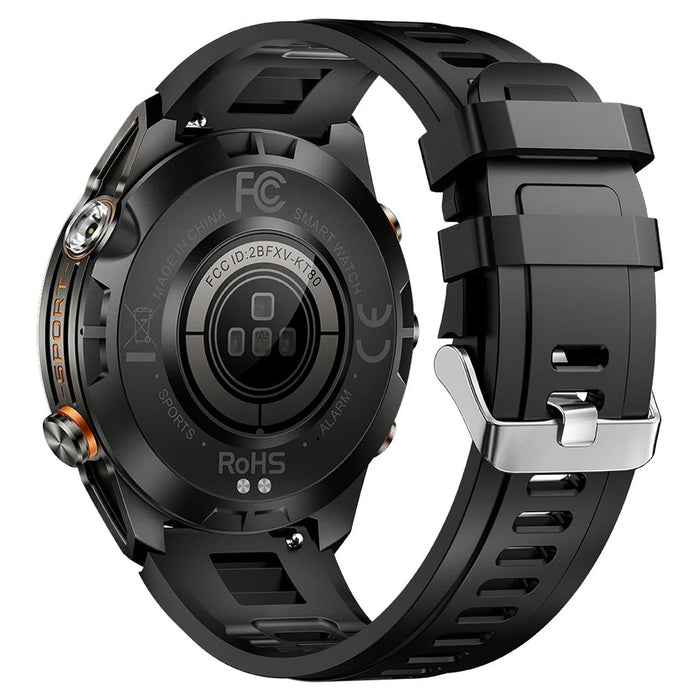 KT80 Outdoor Sports Smart Watch 3ATM Waterproof Bluetooth-Compatible Calling Wristwatch with Flashlight - Black - 4