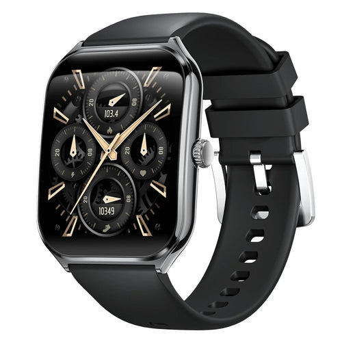 MT61 Ultra Thin Smart Watch 1.96 Inch AMOLED Curved Screen Bluetooth-Compatible Calling Health Monitor, Silicone Strap - Black - 1