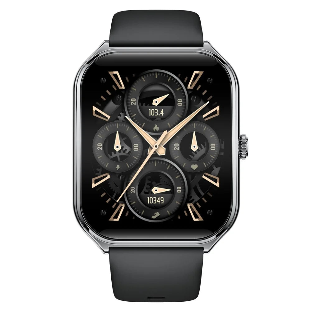 MT61 Ultra Thin Smart Watch 1.96 Inch AMOLED Curved Screen Bluetooth-Compatible Calling Health Monitor, Silicone Strap - Black - 2