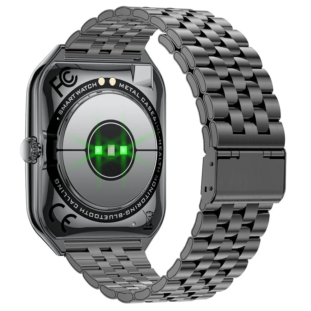 MT61 Ultra Thin Smart Watch 1.96 Inch AMOLED Curved Screen Bluetooth-Compatible Calling Health Monitor, Steel Strap - Black - 3