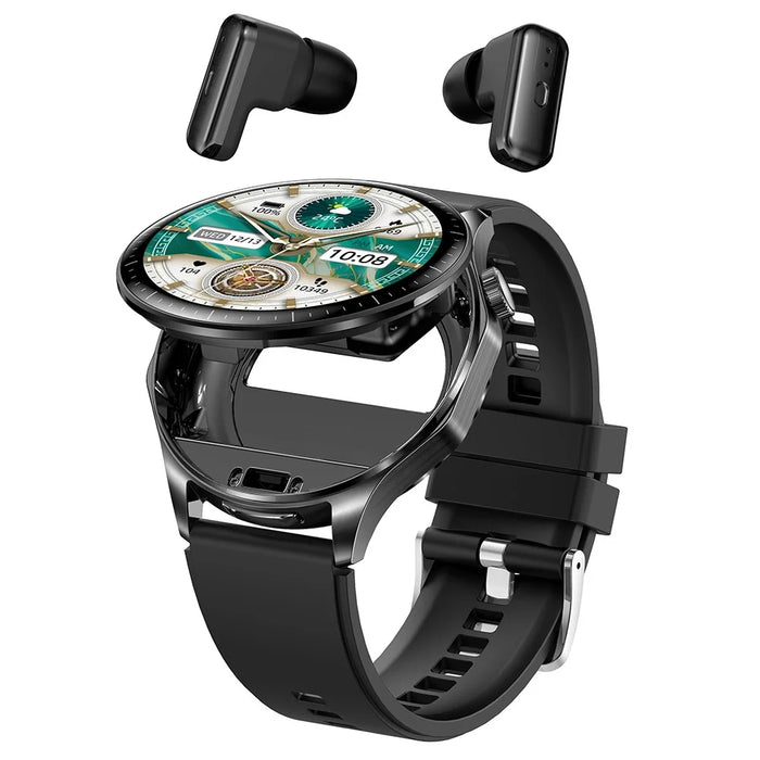 T98 2 In 1 Smart Watch with TWS Earbuds 1.43 Inch AMOLED Screen Bluetooth-Compatible Calling Wristwatch - Black - 1