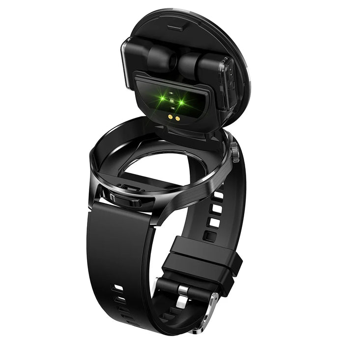 T98 2 In 1 Smart Watch with TWS Earbuds 1.43 Inch AMOLED Screen Bluetooth-Compatible Calling Wristwatch - Black - 3