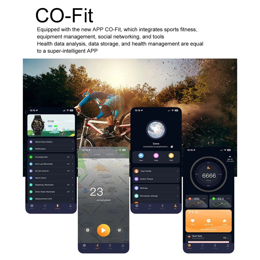 CY32 1.39 Inch Round Screen Smart Watch Heart Rate Health Monitoring IP67 Waterproof Sports Tracker - Black - 7