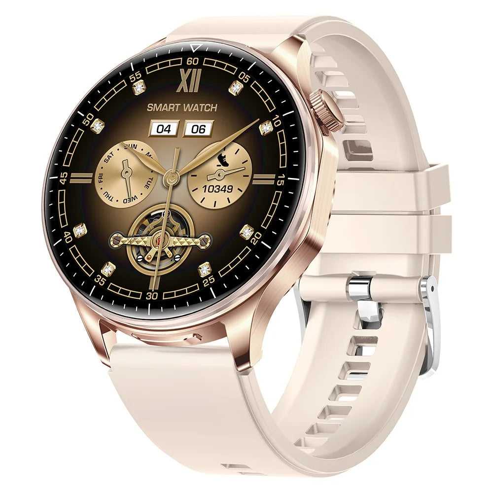 T98 Smart Watch with Built-In Earbuds AMOLED Round Screen Waterproof Bluetooth-Compatible Calling Watch - Gold - 2