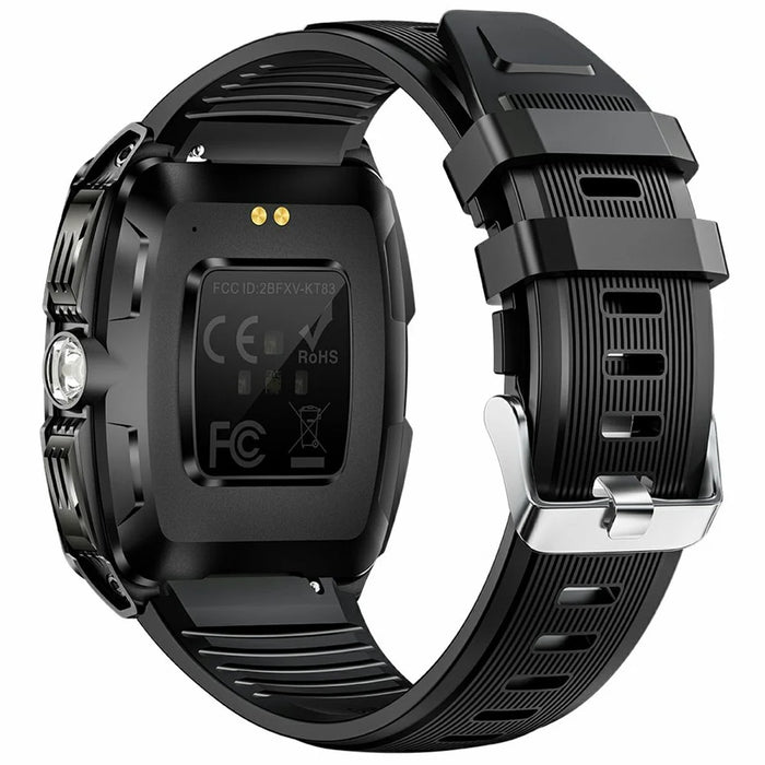 KT83 1.8 Inch Outdoor Smart Watch with Flashlight Health Monitor Bluetooth-Compatible Calling Wristwatch - Black  /  White - 2