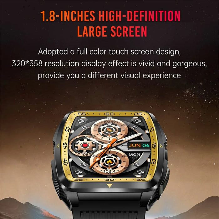 KT83 1.8 Inch Outdoor Smart Watch with Flashlight Health Monitor Bluetooth-Compatible Calling Wristwatch - Black  /  White - 6