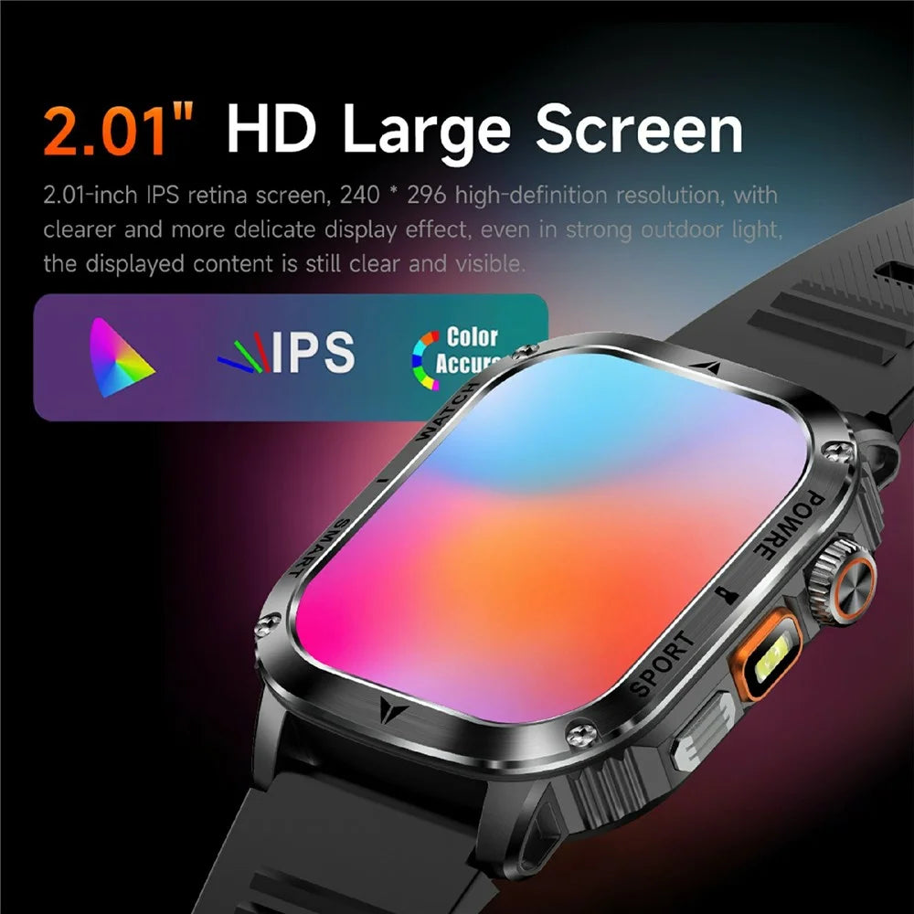 AK80 2.01 Inch HD Screen Smart Watch Bluetooth-Compatible Calling Heart Rate Monitor Sports Tracker, Silicone Strap - Black - 3