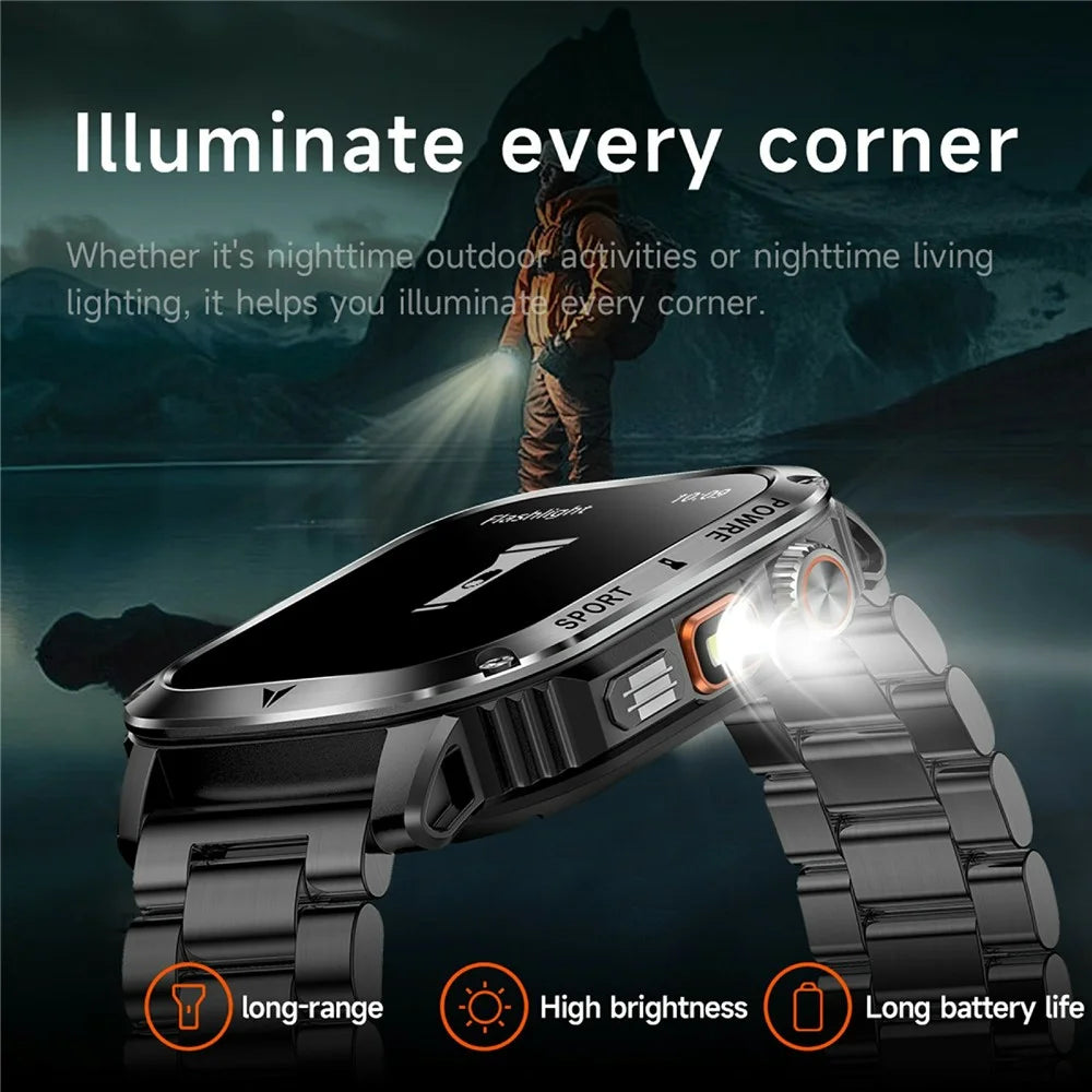 AK80 2.01 Inch HD Screen Smart Watch Bluetooth-Compatible Calling Heart Rate Monitor Sports Tracker, Steel Strap - Black - 3