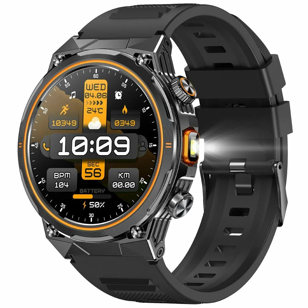 AK81 1.46 Inch IPS Screen Smart Watch Heart Rate Monitor Bluetooth-Compatible Calling Sports Wristwatch, Silicone Strap - Black - 1