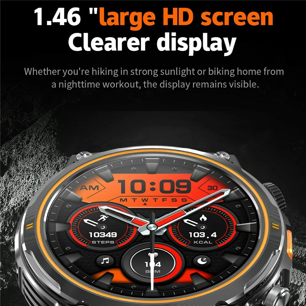 AK81 1.46 Inch IPS Screen Smart Watch Heart Rate Monitor Bluetooth-Compatible Calling Sports Wristwatch, Silicone Strap - Black - 3