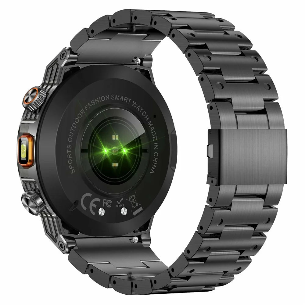 AK81 1.46 Inch IPS Screen Smart Watch Heart Rate Monitor Bluetooth-Compatible Calling Sports Wristwatch, Steel Strap - Black - 2