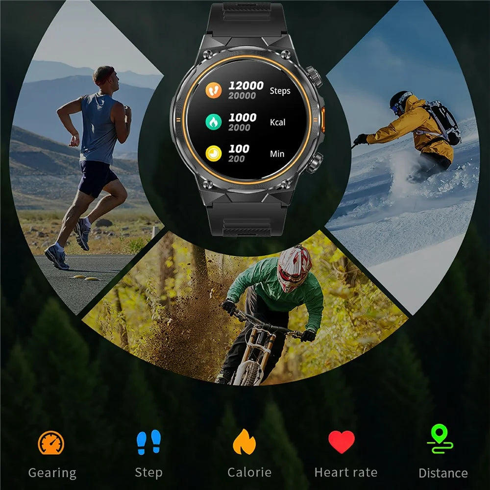 AK81 1.46 Inch IPS Screen Smart Watch Heart Rate Monitor Bluetooth-Compatible Calling Sports Wristwatch, Steel Strap - Black - 6