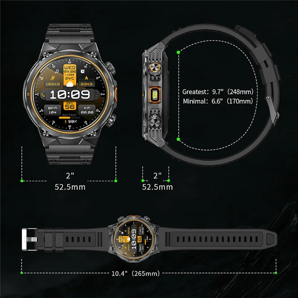 AK81 1.46 Inch IPS Screen Smart Watch Heart Rate Monitor Bluetooth-Compatible Calling Sports Wristwatch, Steel Strap - Black - 7