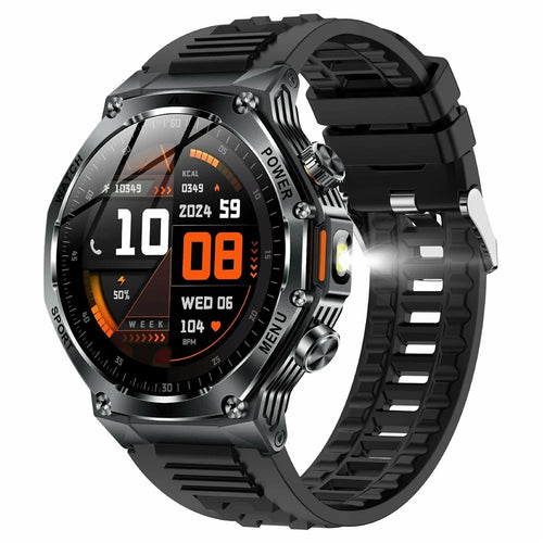 AK82 1.8 Inch Screen Smart Watch Bluetooth-Compatible Calling Heart Rate Monitor Sports Tracker, Silicone Strap - Black - 1