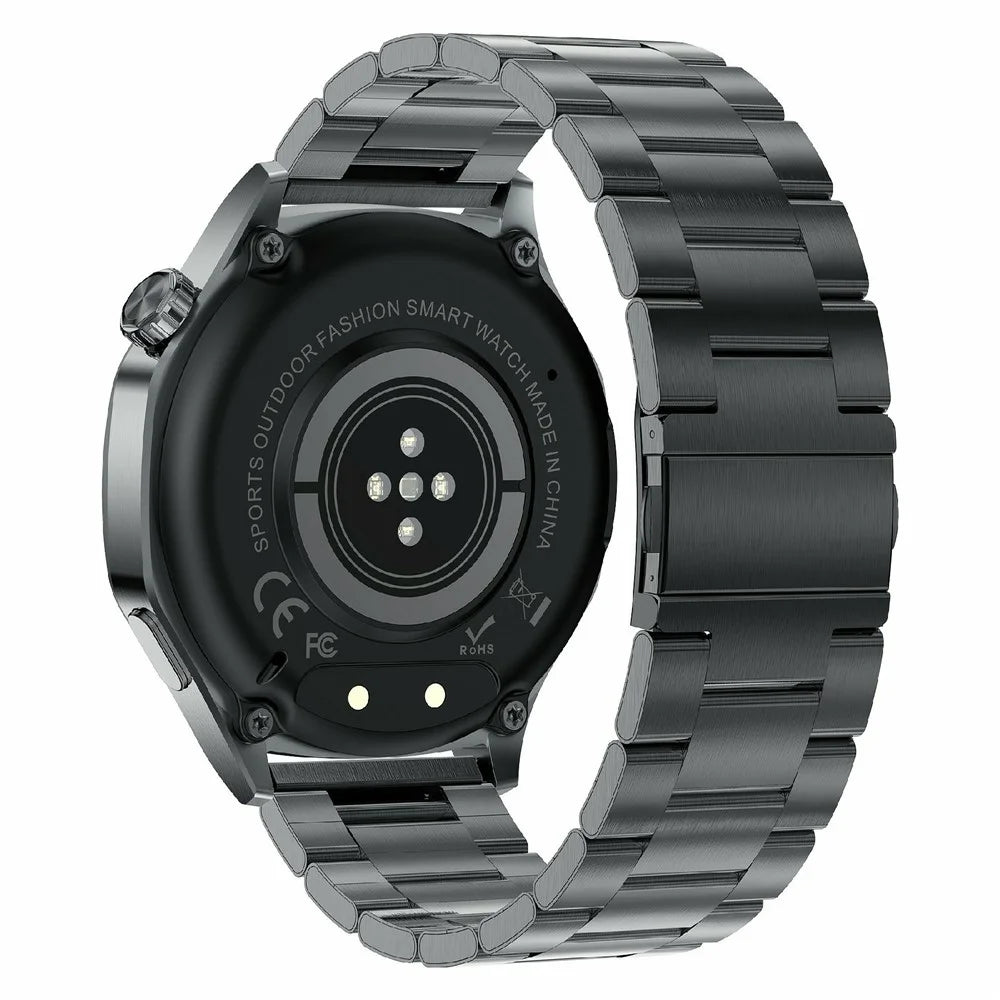 AK83 Multifunction Sports Wristwatch Bluetooth-Compatible Calling Health Monitor Smart Watch, Steel Strap - Black - 2