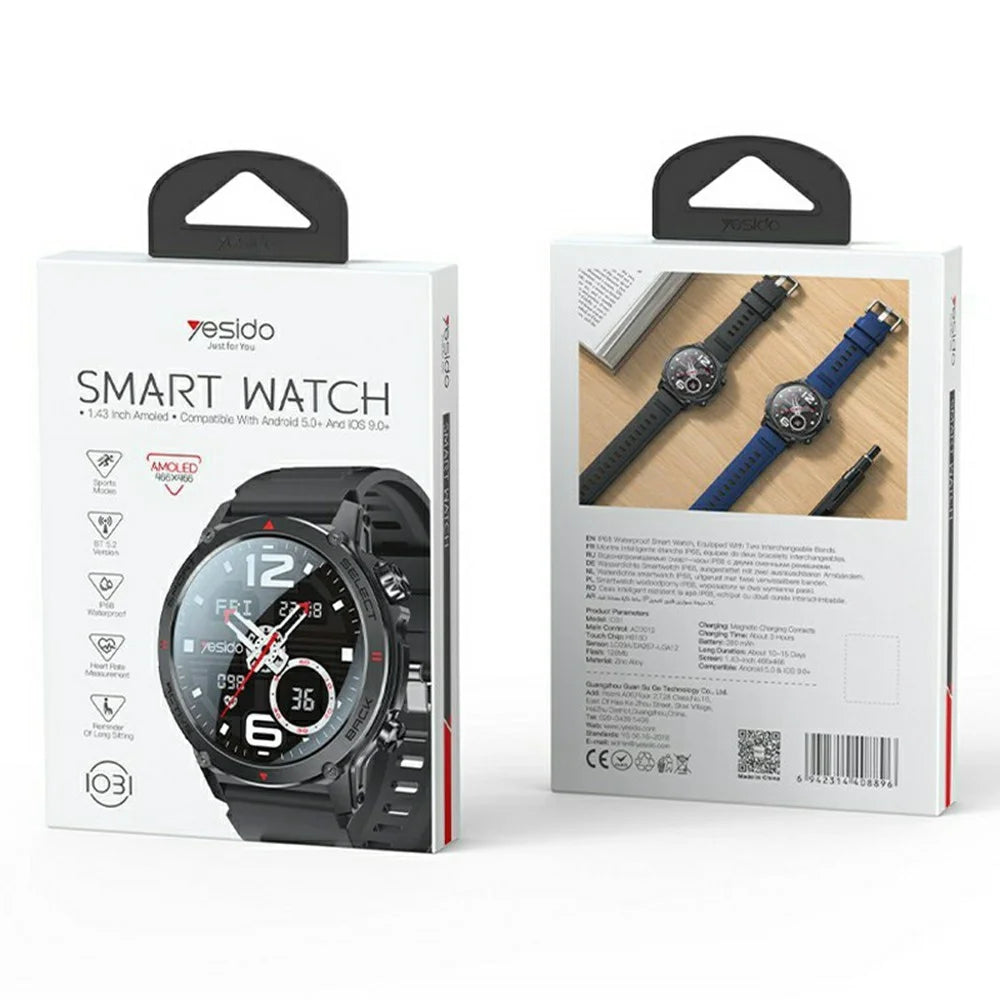 YESIDO IO31 AMOLED Smart Watch Fitness Tracker with Heart Rate Monitoring IP68 Waterproof - 7