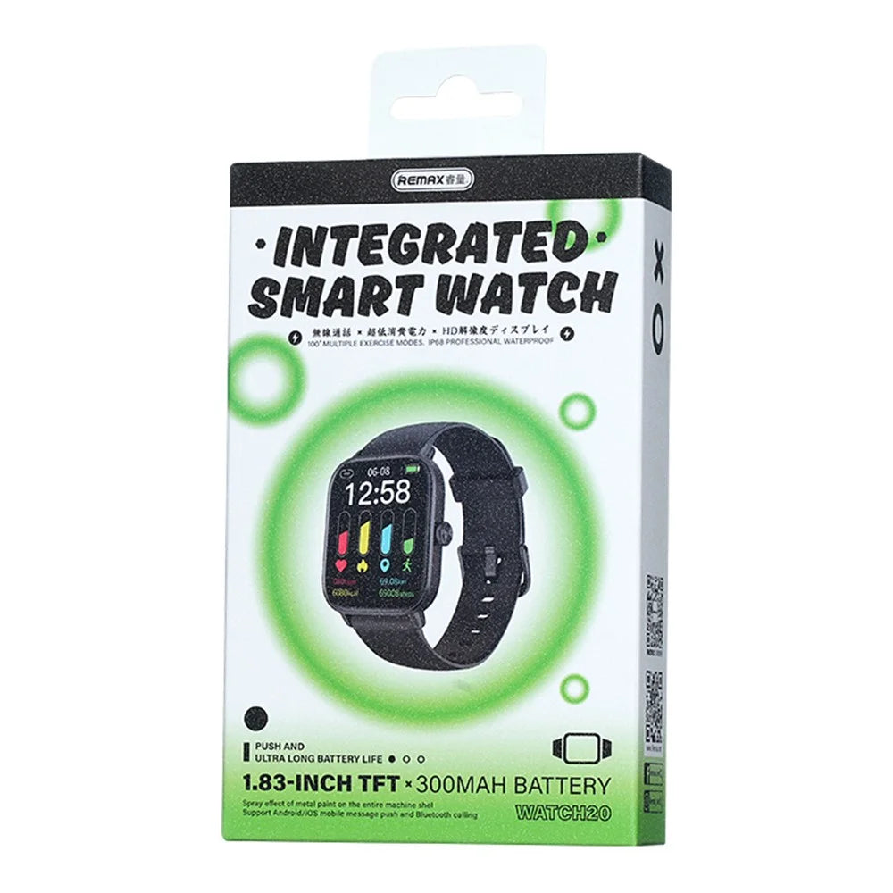 REMAX WATCH 20 Smart Watch Bluetooth-Compatible Calling IP68 Waterproof Heart Rate Monitor 100+ Sport Modes - Black - 5