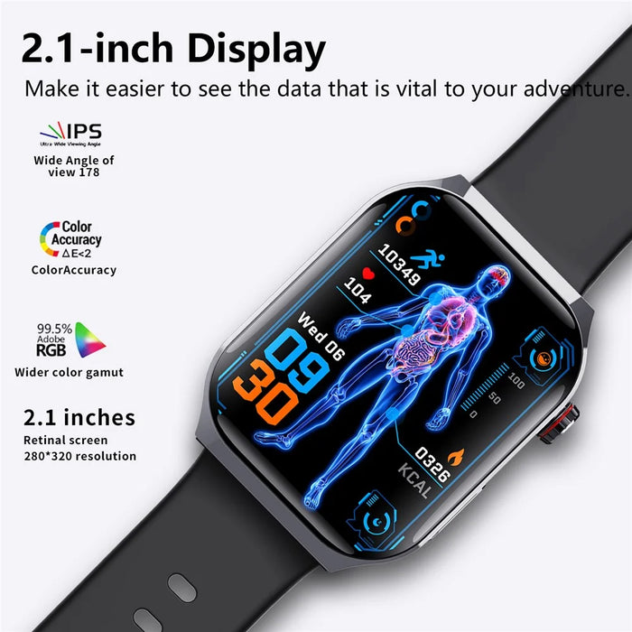 F700 Smart Watch SOS ECG Health Monitor Sleep Fitness Tracker Wristwatch for iOS Android - Black / Silicone Strap - 5