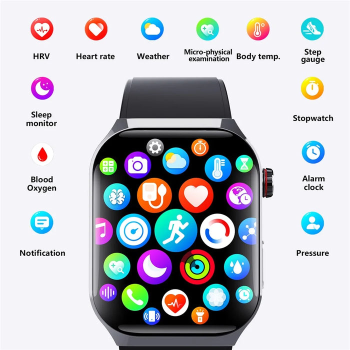 F700 Smart Watch SOS ECG Health Monitor Sleep Fitness Tracker Wristwatch for iOS Android - Black / Silicone Strap - 6