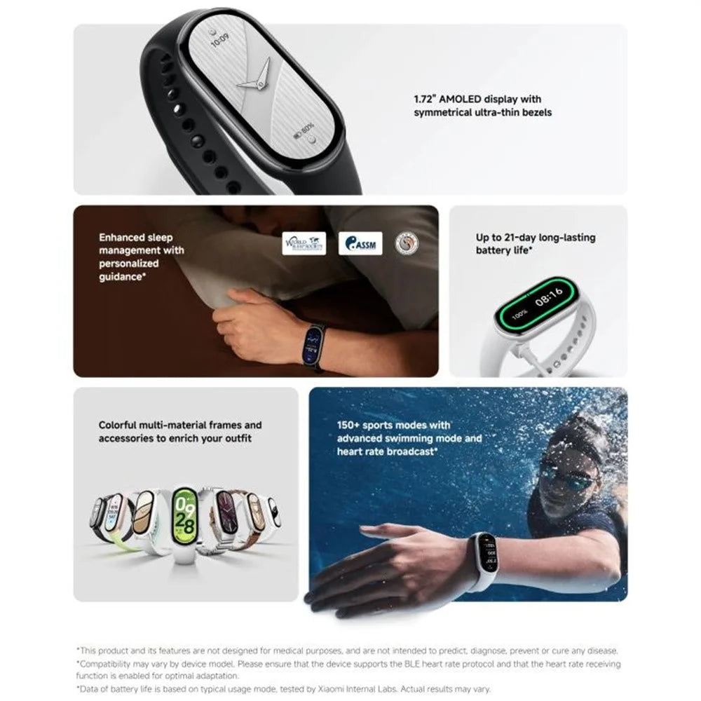 XIAOMI Smart Band 10 1.72 Inch AMOLED Screen Fitness Tracker 5ATM Waterproof Heart Rate Monitor Bracelet (M2457B1) (Chinese Version) - Black - 2