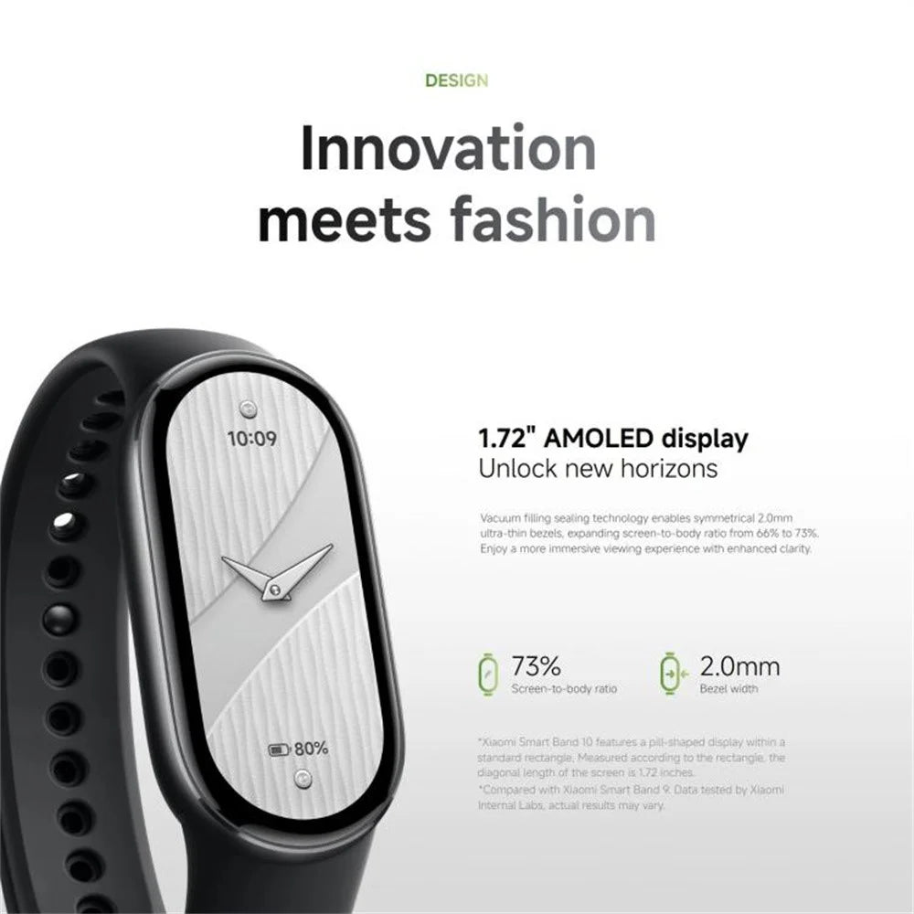 XIAOMI Smart Band 10 1.72 Inch AMOLED Screen Fitness Tracker 5ATM Waterproof Heart Rate Monitor Bracelet (M2457B1) (Chinese Version) - Black - 3
