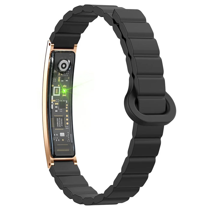 B3 Waterproof Slim Bracelet Smart Wristband for Women Health Monitor Fitness Tracker, Silicone Strap - Gold+Black - 2