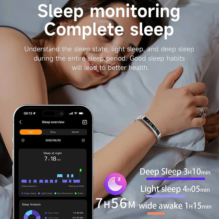 B3 Waterproof Slim Bracelet Smart Wristband for Women Health Monitor Fitness Tracker, Silicone Strap - Gold+Black - 5