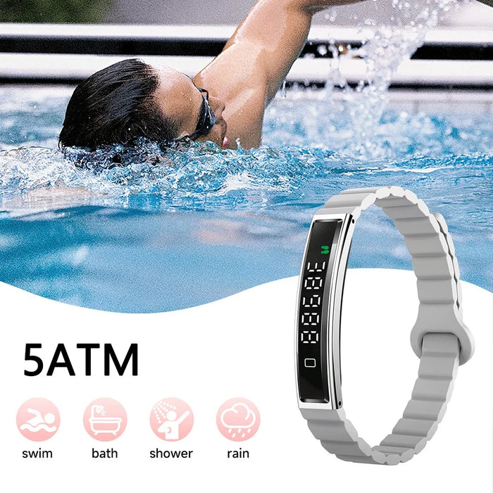 B3 Waterproof Slim Bracelet Smart Wristband for Women Health Monitor Fitness Tracker, Silicone Strap - Gold+Black - 6