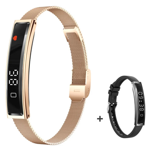 B3 Smart Bracelet Couples Step Counter Heart Rate Health Monitor Waterproof Sports Wristband with Dual Strap - Gold - 1