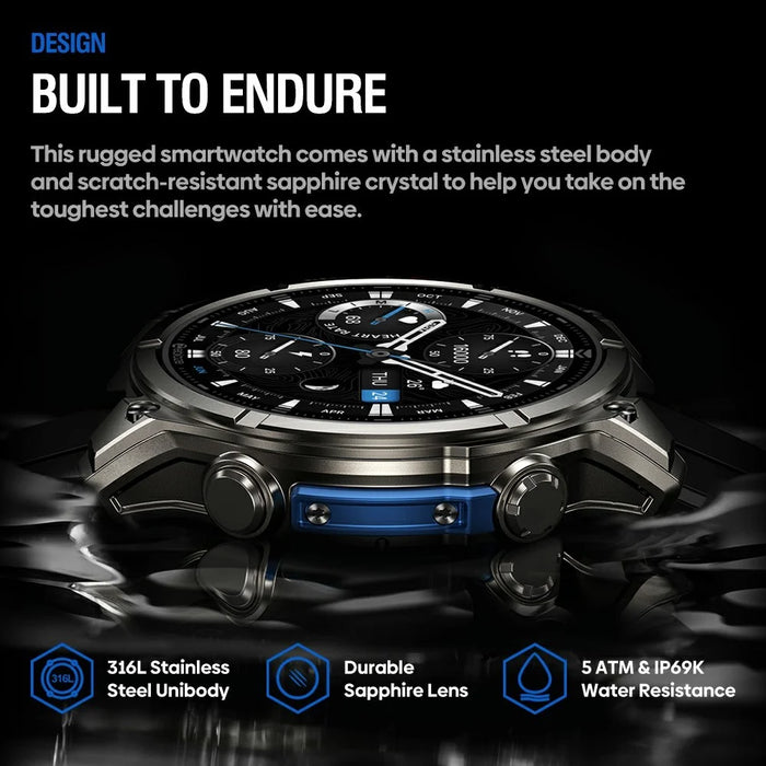 ZEBLAZE Vibe 8 1.43 Inch Smart Watch Health Monitoring Bluetooth-compatible Calling Outdoor Sports Watch with Flashlight - Black - 3