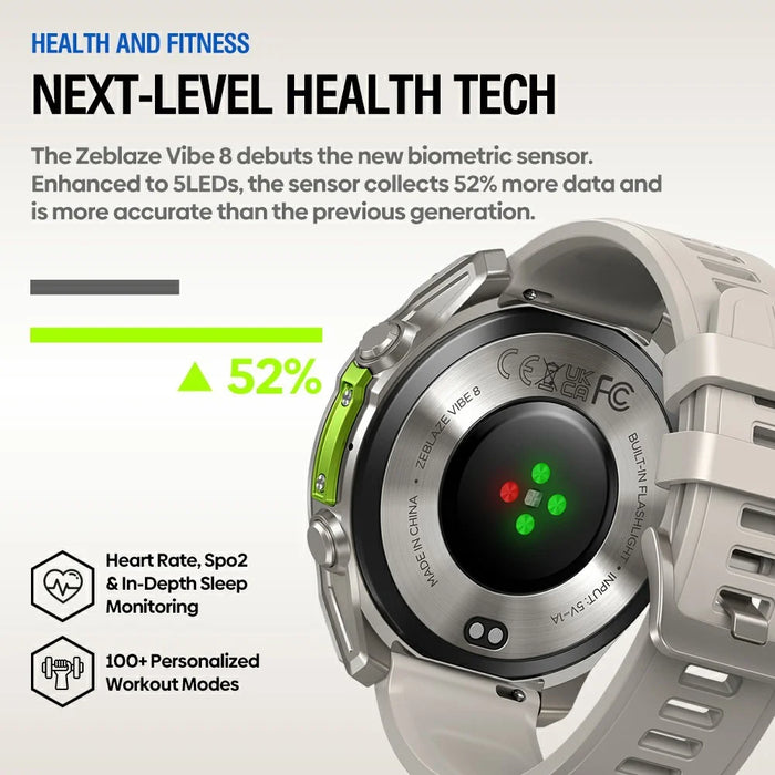 ZEBLAZE Vibe 8 1.43 Inch Smart Watch Health Monitoring Bluetooth-compatible Calling Outdoor Sports Watch with Flashlight - Black - 6