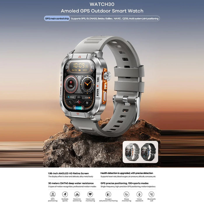 REMAX WATCH30 AMOLED GPS Outdoor Smart Watch For Sports Tracking Health Monitoring Waterproof Watch - Silver - 2
