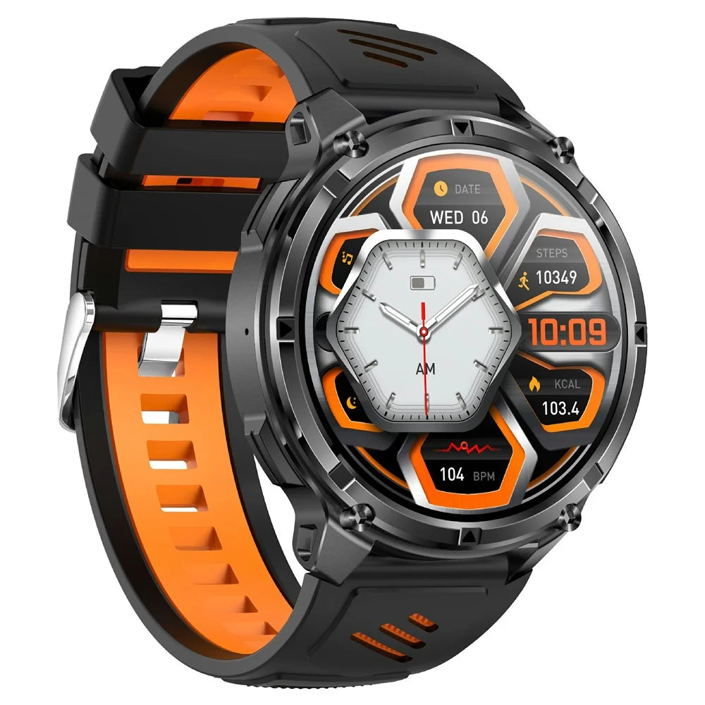 HT33 Health Monitoring Bluetooth-compatible Smart Watch 1.7 Inch IPS Screen Sports Wristwatch with LED Flashlight - Orange+Black - 2