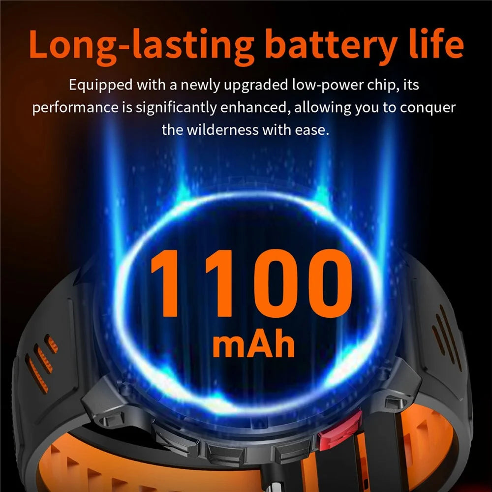 HT33 Health Monitoring Bluetooth-compatible Smart Watch 1.7 Inch IPS Screen Sports Wristwatch with LED Flashlight - Orange+Black - 3