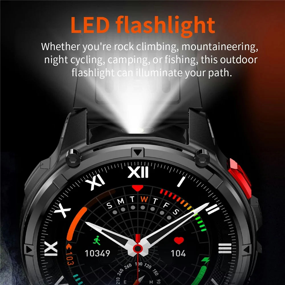 HT33 Health Monitoring Bluetooth-compatible Smart Watch 1.7 Inch IPS Screen Sports Wristwatch with LED Flashlight - Orange+Black - 5