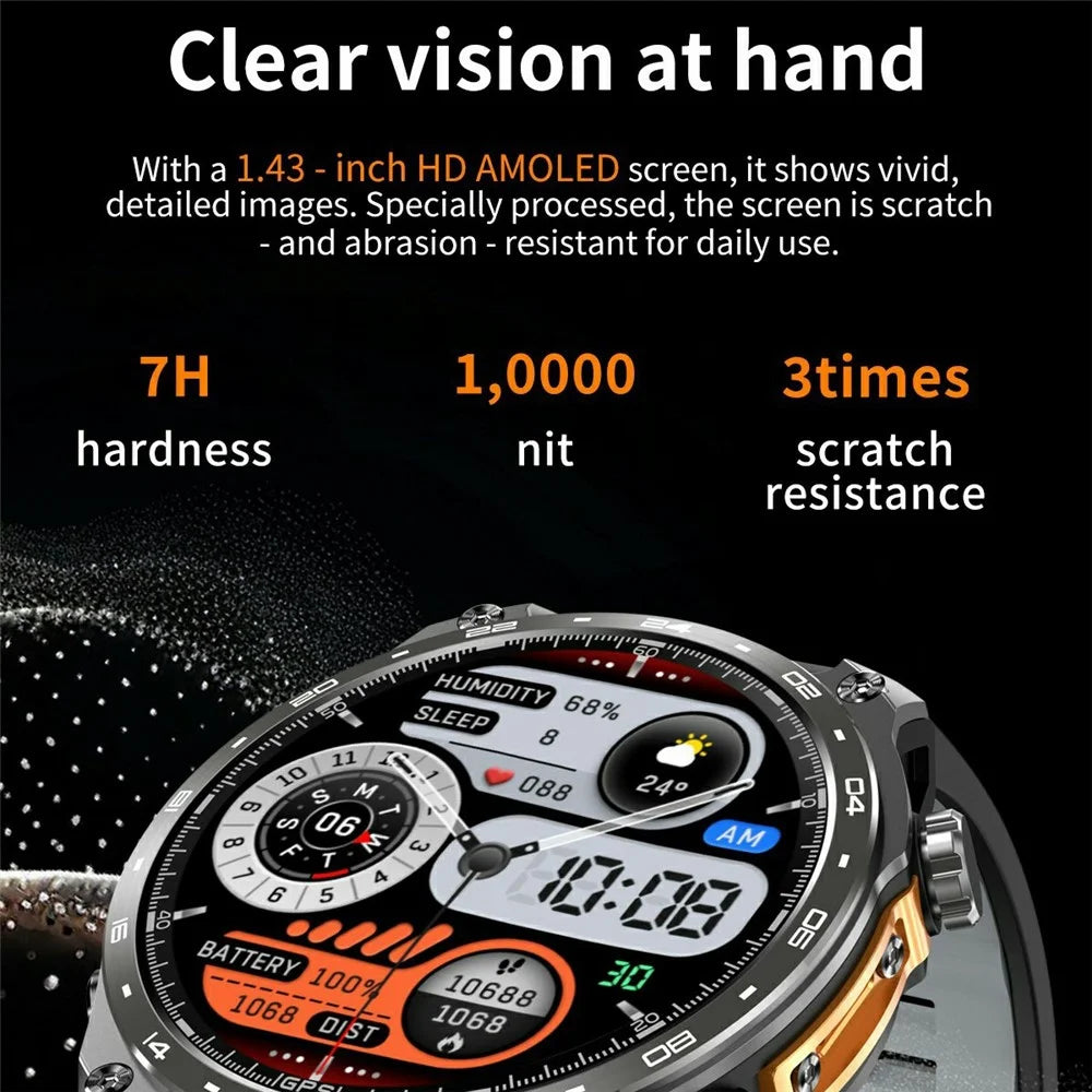 HD300pro 1.43 Inch AMOLED Screen Smart Sports Watch Fitness Tracker with 5 Satellite Positioning Offline Map Navigation - Black - 3