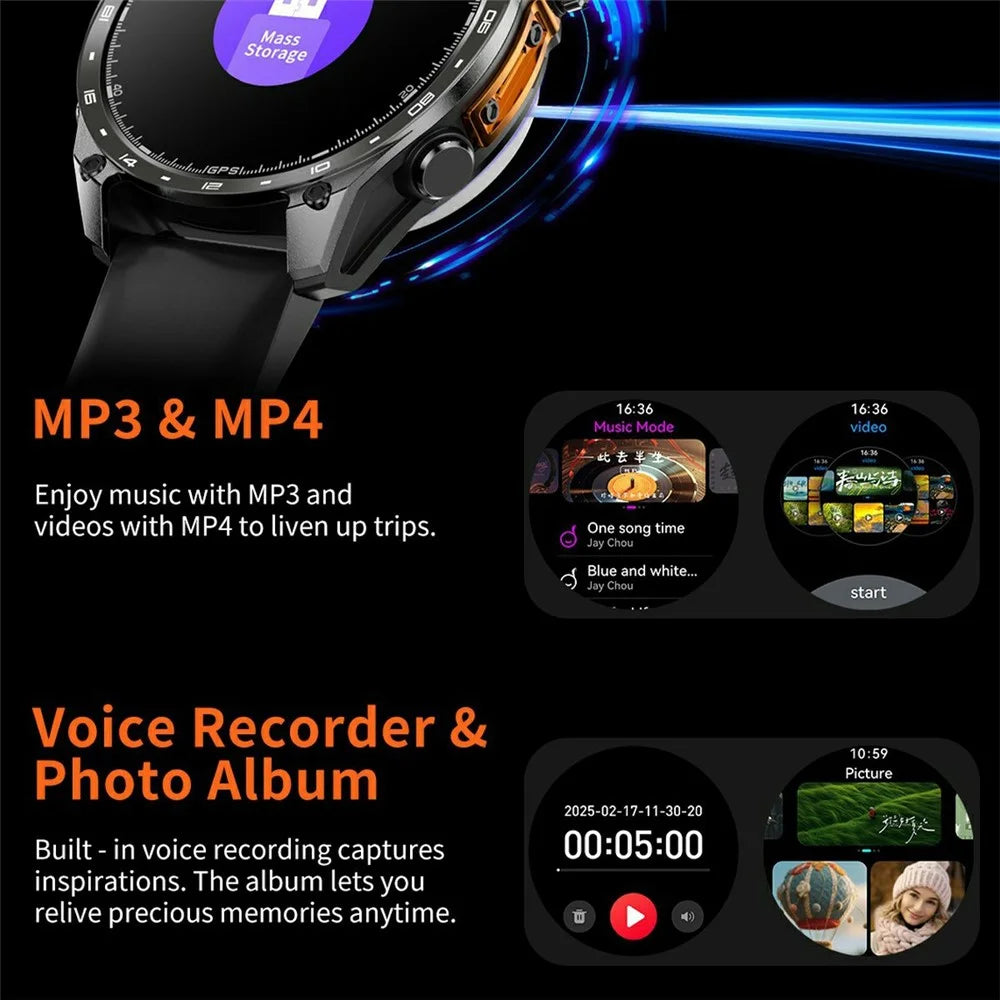 HD300pro 1.43 Inch AMOLED Screen Smart Sports Watch Fitness Tracker with 5 Satellite Positioning Offline Map Navigation - Black - 4