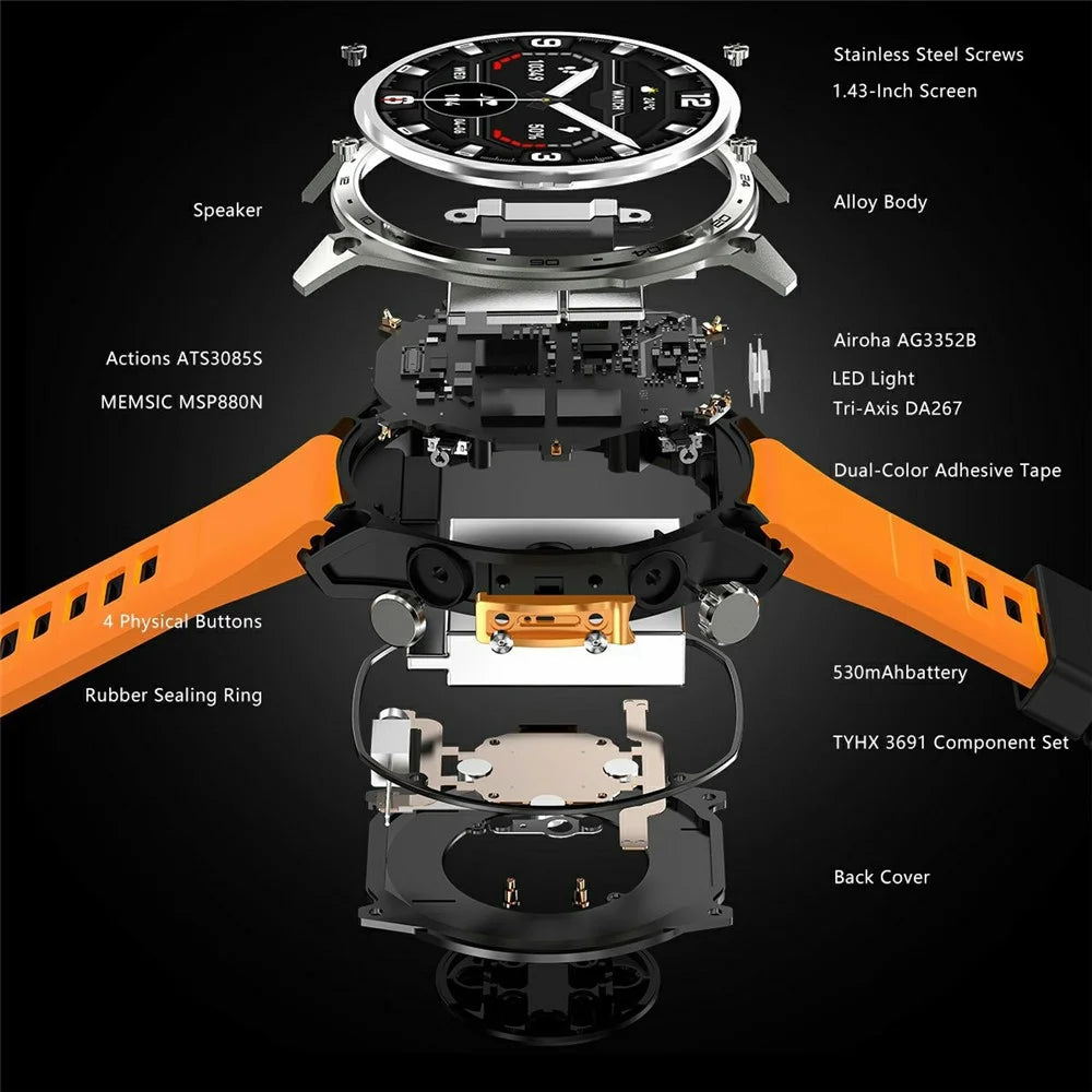HD300pro 1.43 Inch AMOLED Screen Smart Sports Watch Fitness Tracker with 5 Satellite Positioning Offline Map Navigation - Black - 5