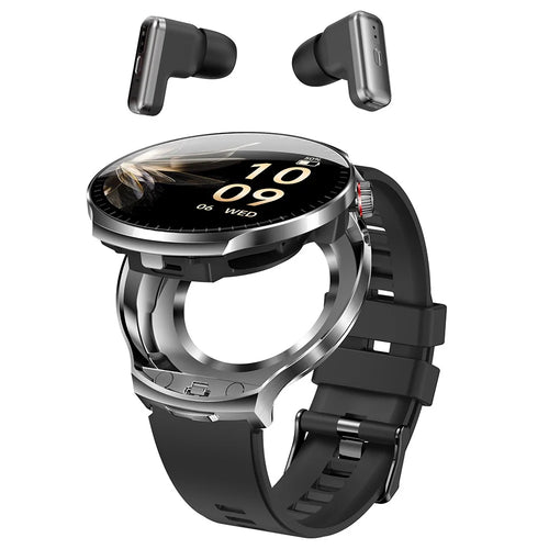 T100 Health Monitoring Bluetooth-compatible Call Sports Wristwatch 2 in 1 TWS Earbuds Smart Watch - Black - 1