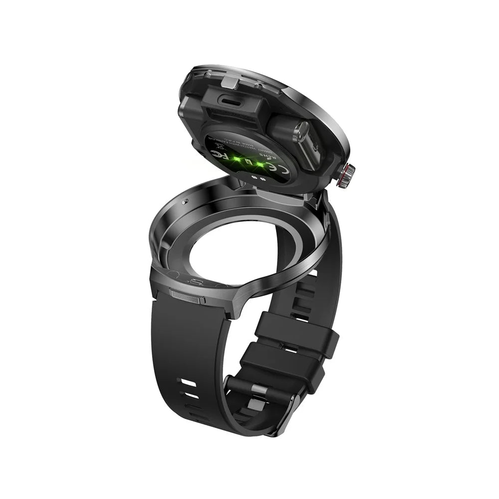 T100 Health Monitoring Bluetooth-compatible Call Sports Wristwatch 2 in 1 TWS Earbuds Smart Watch - Black - 5