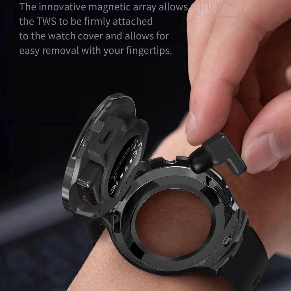 T100 Health Monitoring Bluetooth-compatible Call Sports Wristwatch 2 in 1 TWS Earbuds Smart Watch - Black - 7