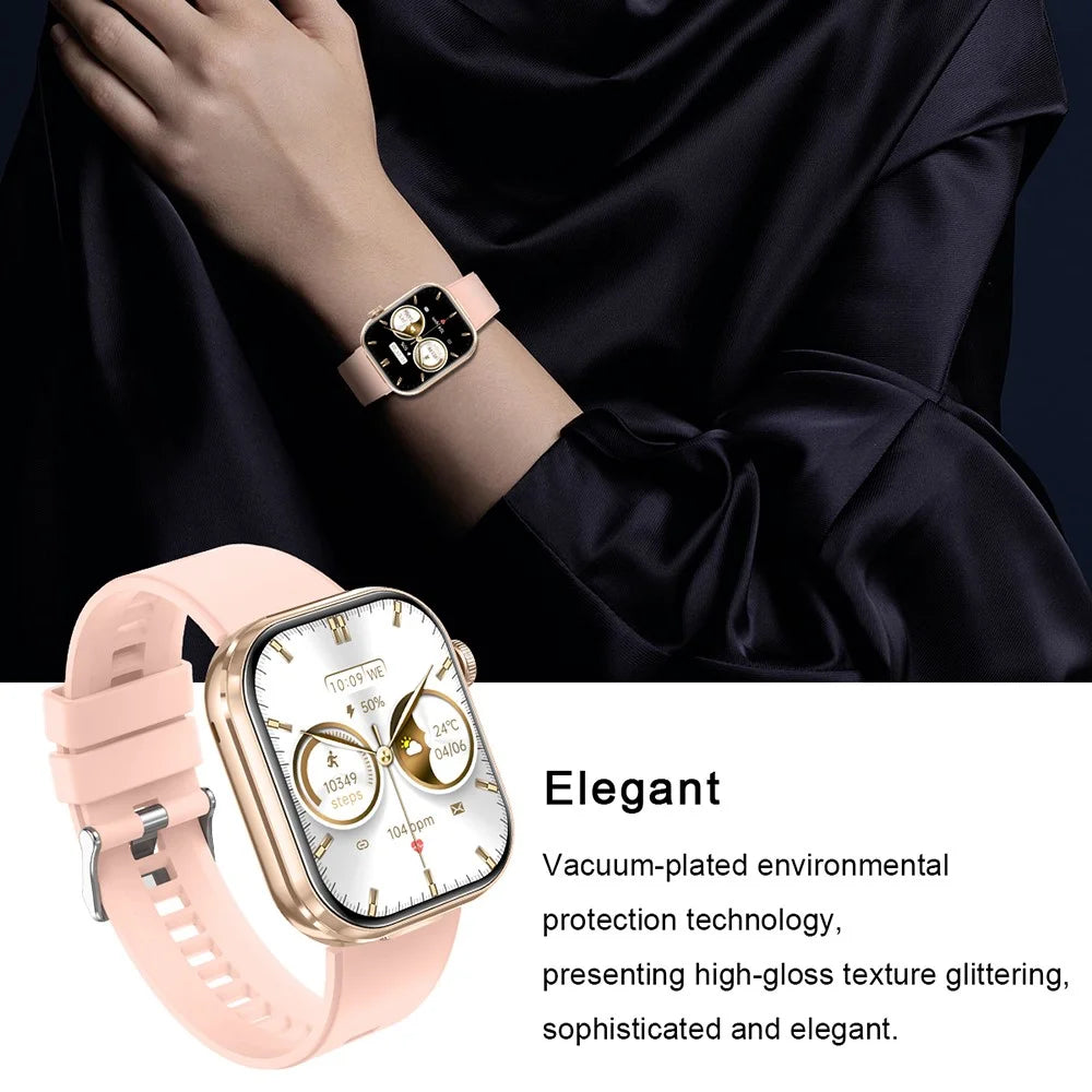 T99 Smart Watch 2 in 1 TWS Earbuds Bluetooth-compatible Call Heart Rate Blood Pressure Monitor Wristwatch - Gold+Pink - 3