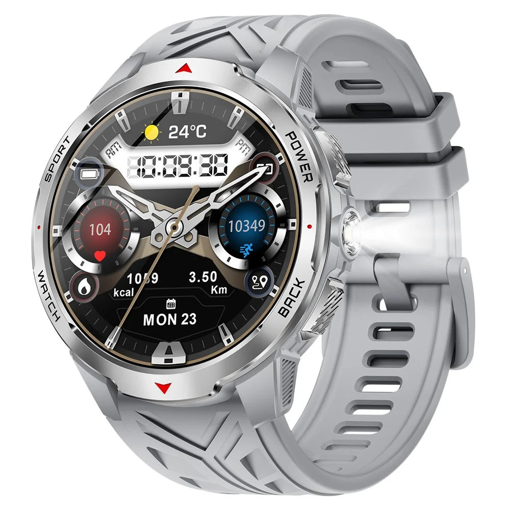 KT88 Smart Watch 1.7 Inch Screen with Compass Flashlight Sports Tracking Call Music for Outdoor Activities - Silver - 1