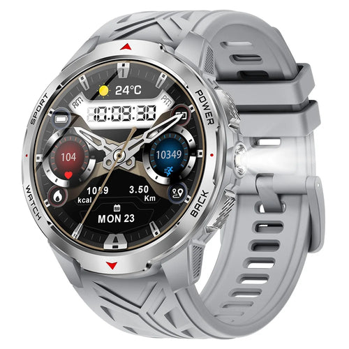 KT88 Smart Watch 1.7 Inch Screen with Compass Flashlight Sports Tracking Call Music for Outdoor Activities - Silver - 1