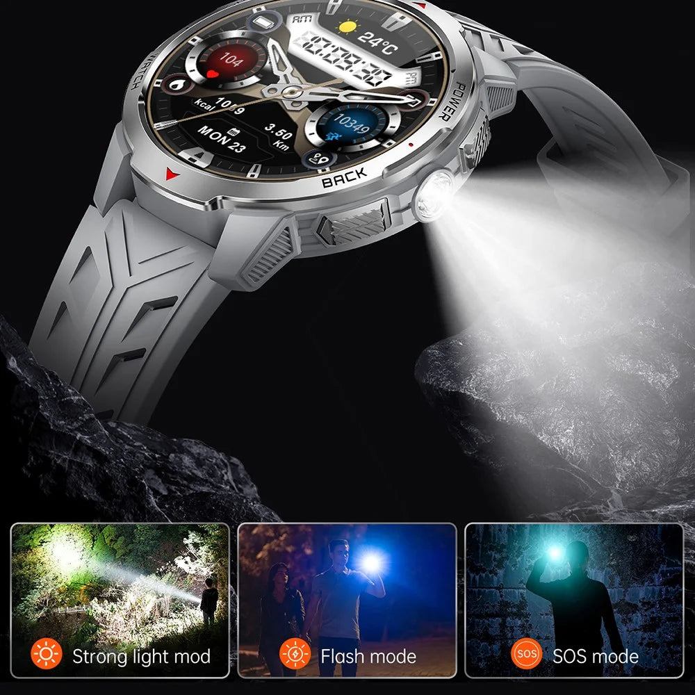 KT88 Smart Watch 1.7 Inch Screen with Compass Flashlight Sports Tracking Call Music for Outdoor Activities - Silver - 5