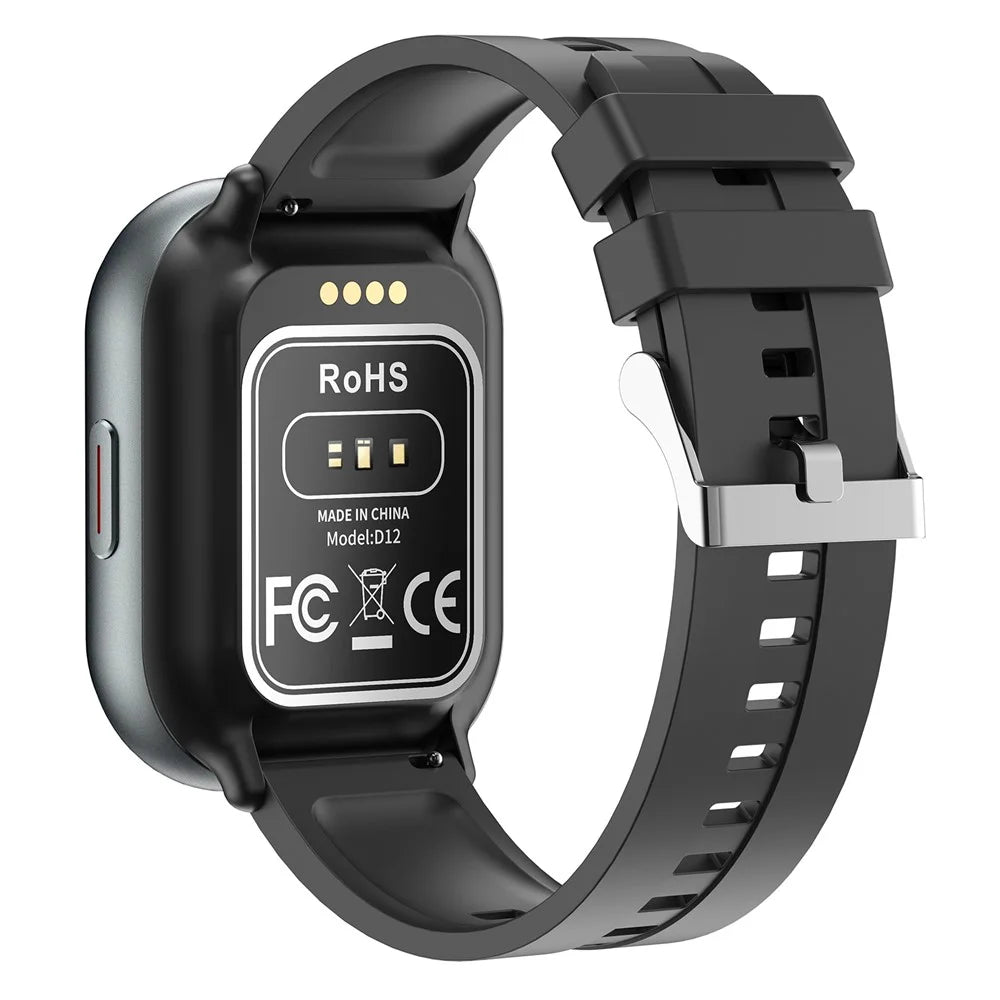 D12 2 in 1 Bluetooth-compatible Earbuds Smart Watch Health Monitoring Fitness Tracker 2.01 Inch TFT Screen Wristwatch, Silicone Strap - Black - 6